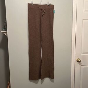Maurices Women's Brown Textured Tie-Waist High Rise Wide Leg Pant
